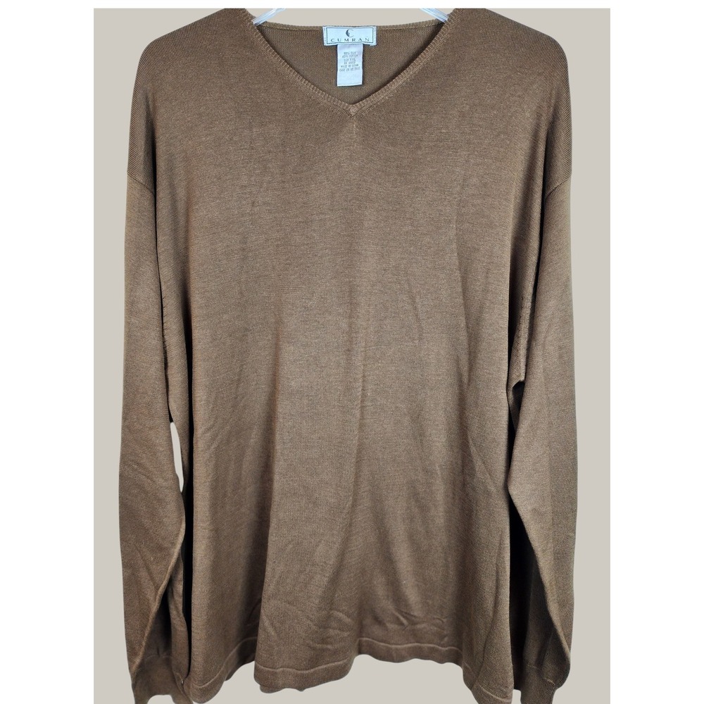 Cumran Brown Silk Cotton‎ Blend Sweater Top XXL Oversized Elegance Chic Preppy